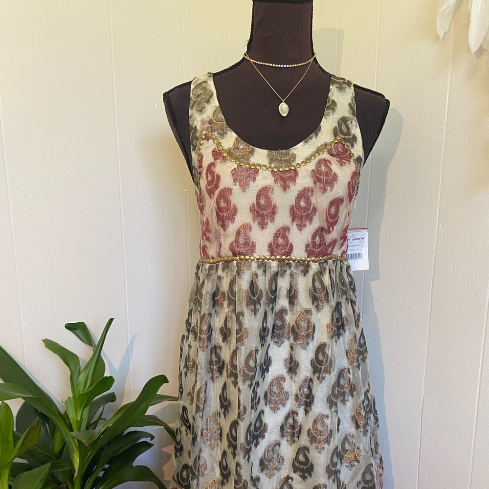 Free People Metallic Shimmer Tank Dress